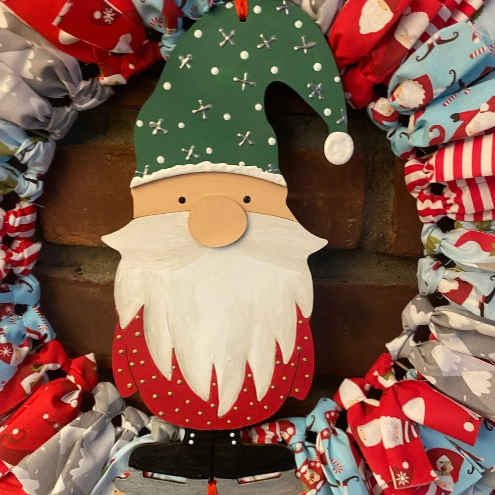 Gnome Christmas Rag Wreath